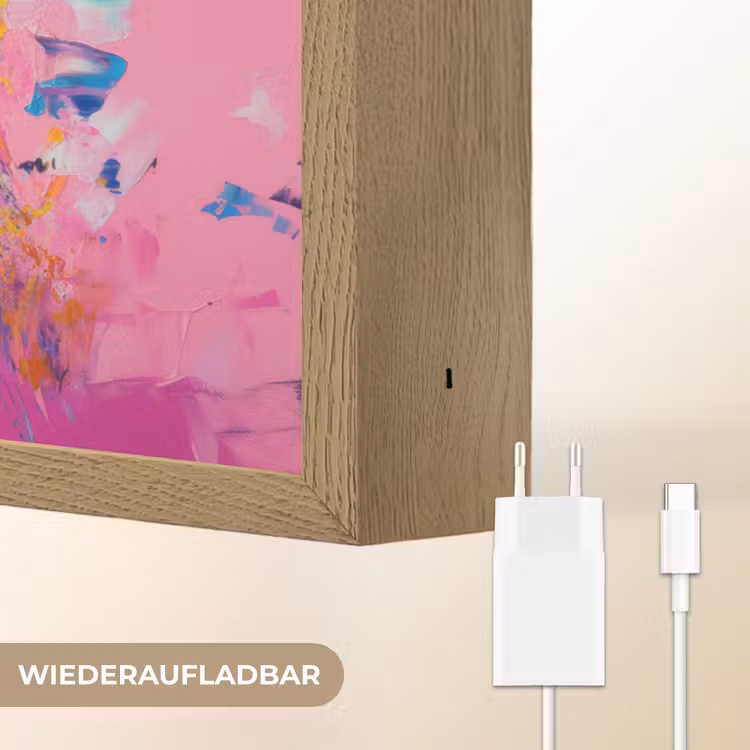 Uil - Roze - Blauw - Verf - Abstract Light Box met batterij (Wandlamp) middel -USP_websiteoplaadbaarDE