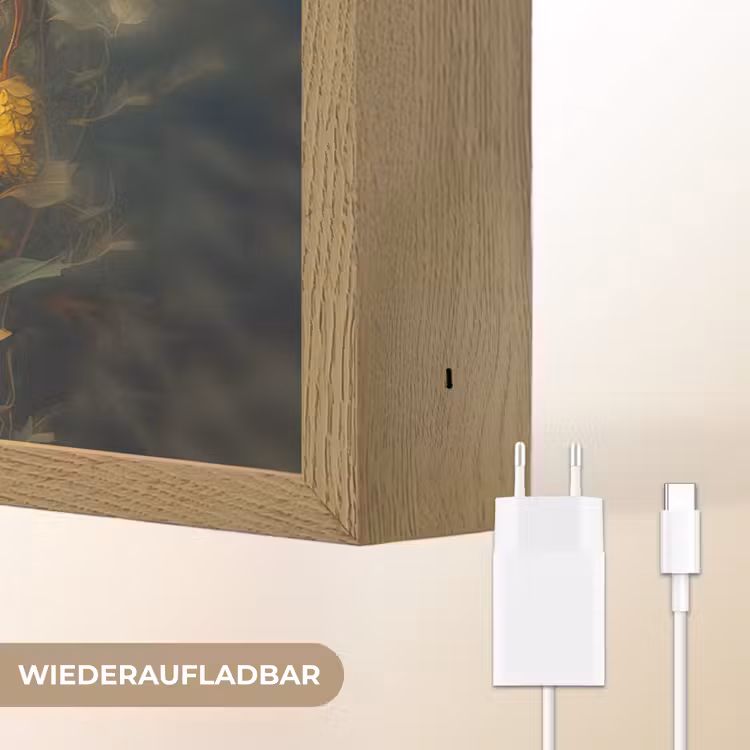 Uil - Vogels - Bloemen - Natuur Light Box met batterij (Wandlamp) middel -USP_websiteoplaadbaarDE