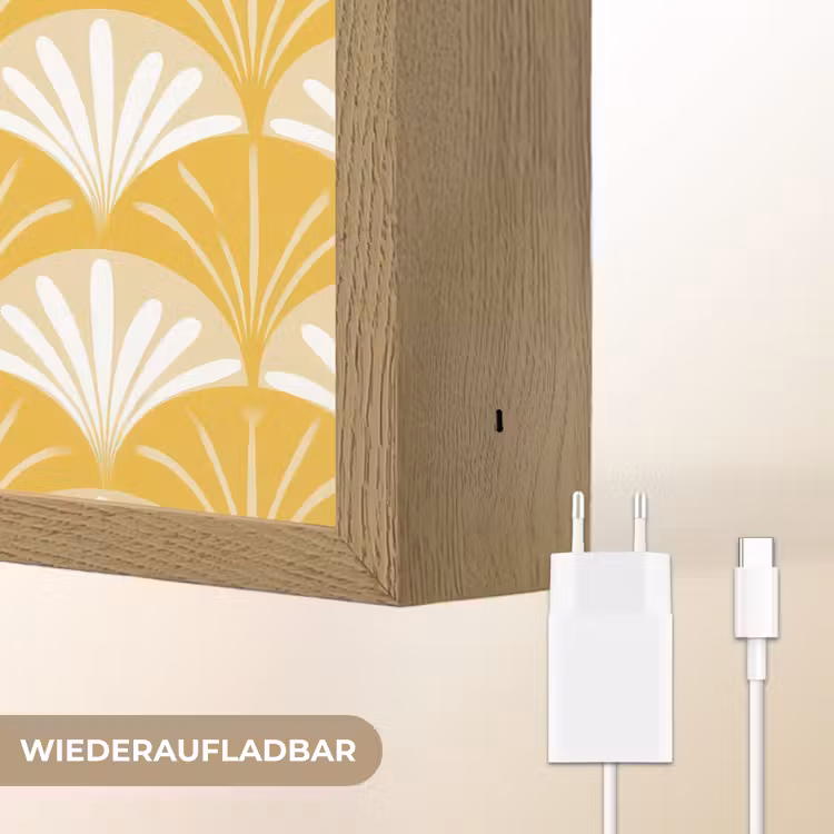 Waaier - Geel - Art Light Box met batterij (Wandlamp) middel 907 -USP_websiteoplaadbaarDE