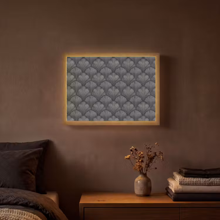 Waaier - Motief - Grijs Light Box met batterij (Wandlamp) middel 907 -sfeer4