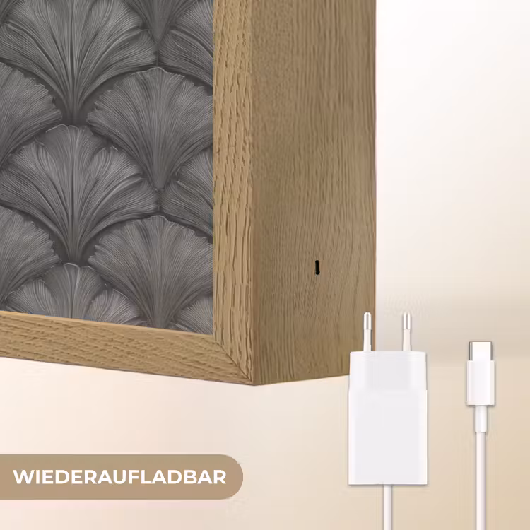 Waaier - Motief - Grijs Light Box met batterij (Wandlamp) middel 907 -USP_websiteoplaadbaarDE