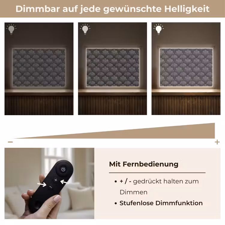 Waaier - Motief - Grijs Light Box met batterij (Wandlamp) middel 907 -USP_dimbaarDE