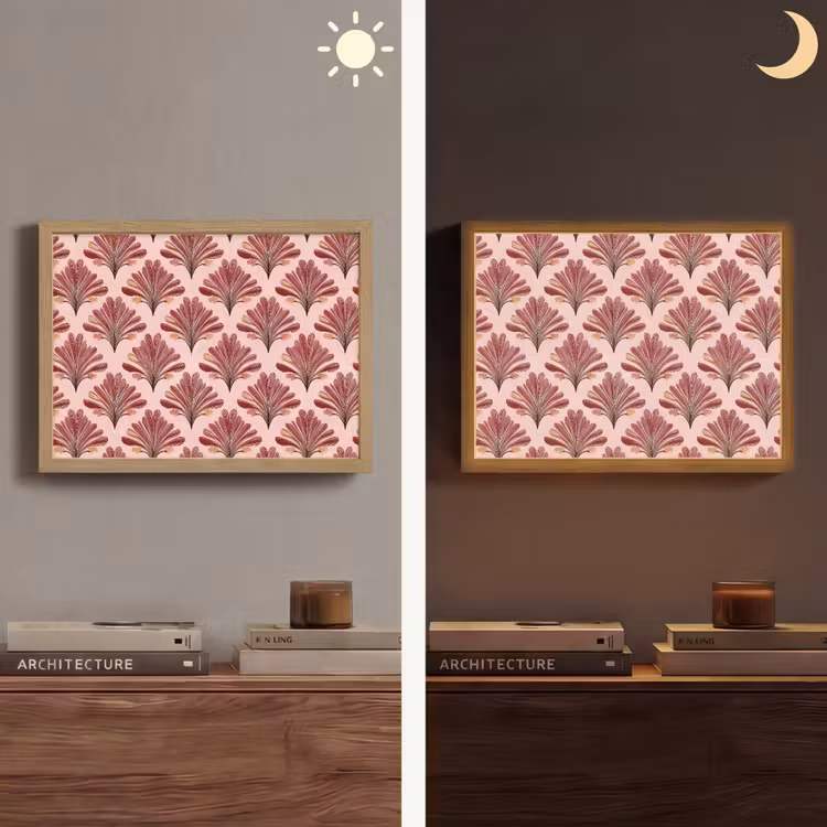 Waaier - Roze - Rood Light Box met batterij (Wandlamp) middel 907 -sfeer3