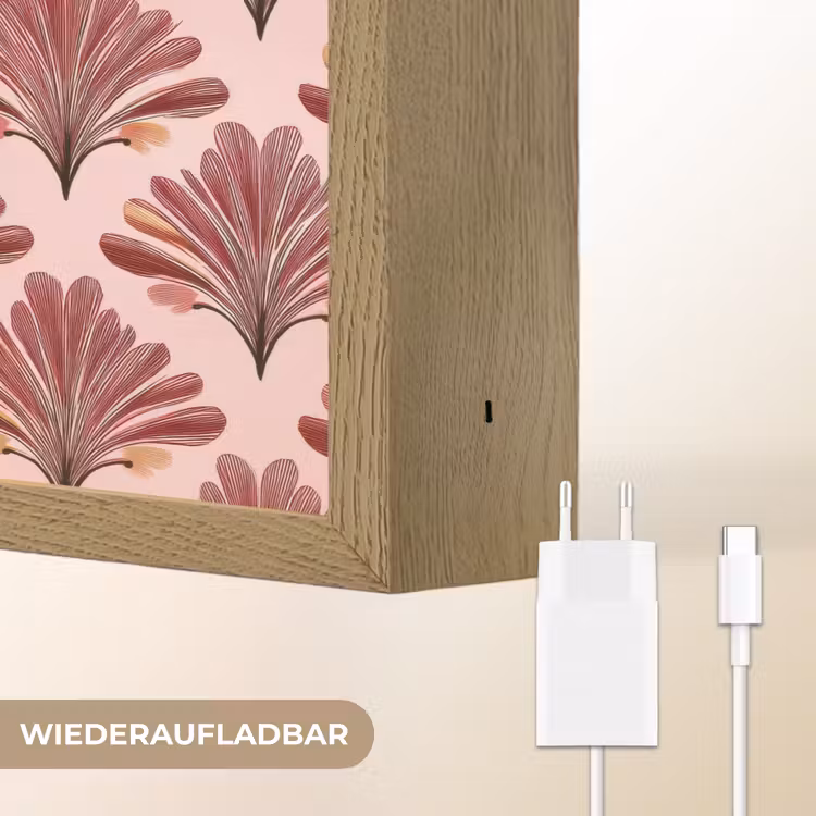Waaier - Roze - Rood Light Box met batterij (Wandlamp) middel 907 -USP_websiteoplaadbaarDE