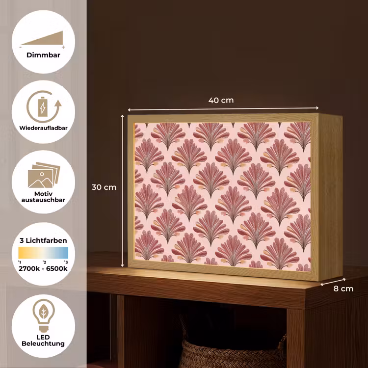 Waaier - Roze - Rood Light Box met batterij (Wandlamp) middel 907 -USP_websiteoverzichtDE