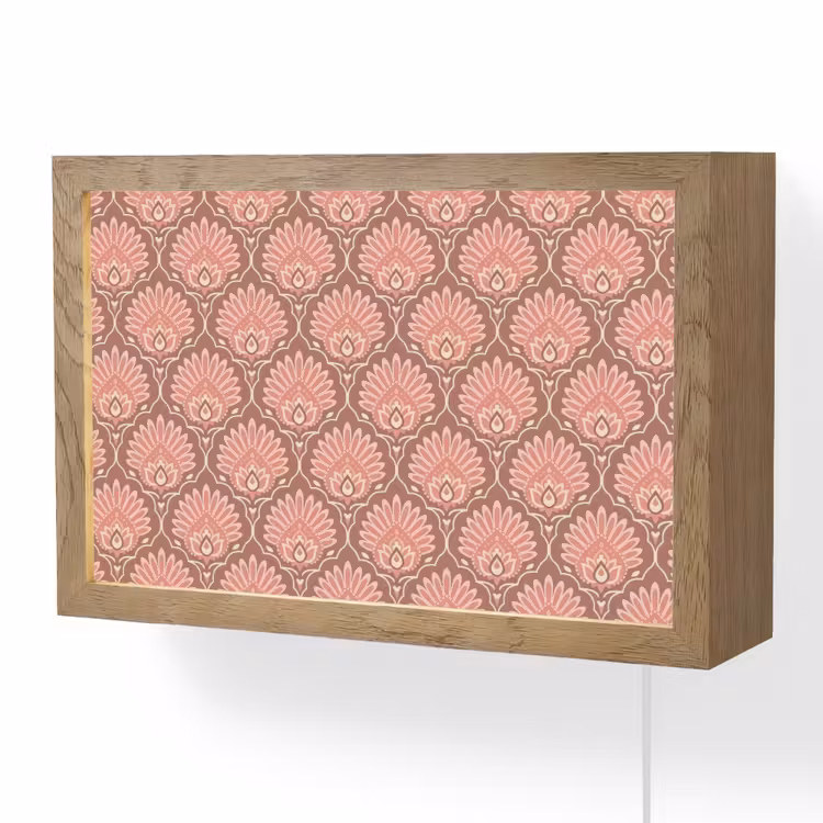 Waaiermotief - Patroon - Roze Light Box met kabel (Wandlamp) klein -3d