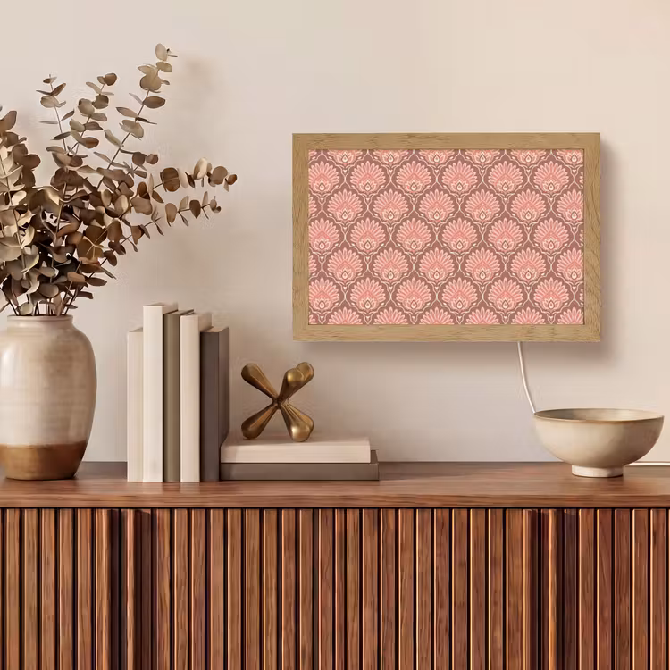 Waaiermotief - Patroon - Roze Light Box met kabel (Wandlamp) klein -sfeer2