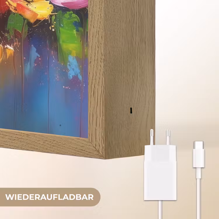 Fantasiebloemen - Verf - Speels Light Box met batterij (Wandlamp) middel -USP_websiteoplaadbaarDE
