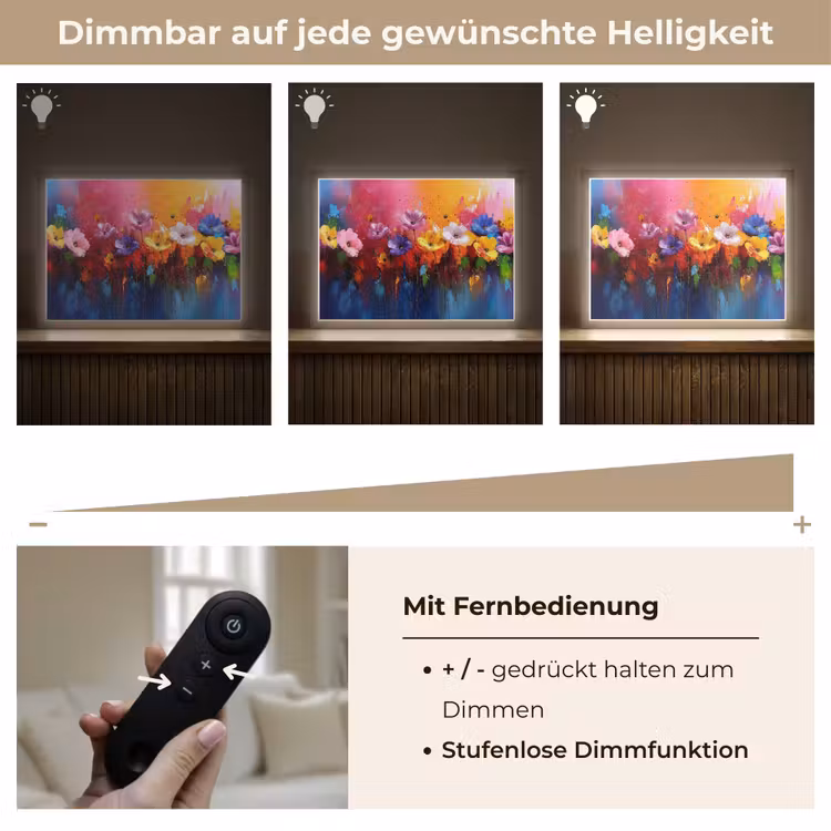 Fantasiebloemen - Verf - Speels Light Box met batterij (Wandlamp) middel -USP_dimbaarDE