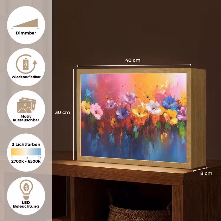 Fantasiebloemen - Verf - Speels Light Box met batterij (Wandlamp) middel -USP_websiteoverzichtDE