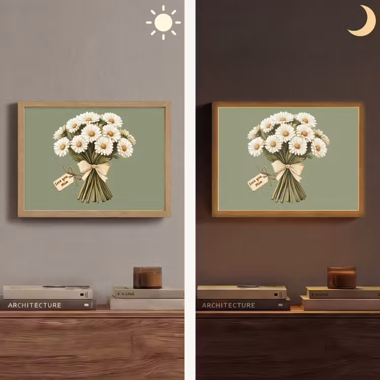 Lint - Boeket - Groen - Quote Light Box met batterij (Wandlamp) middel -sfeer3