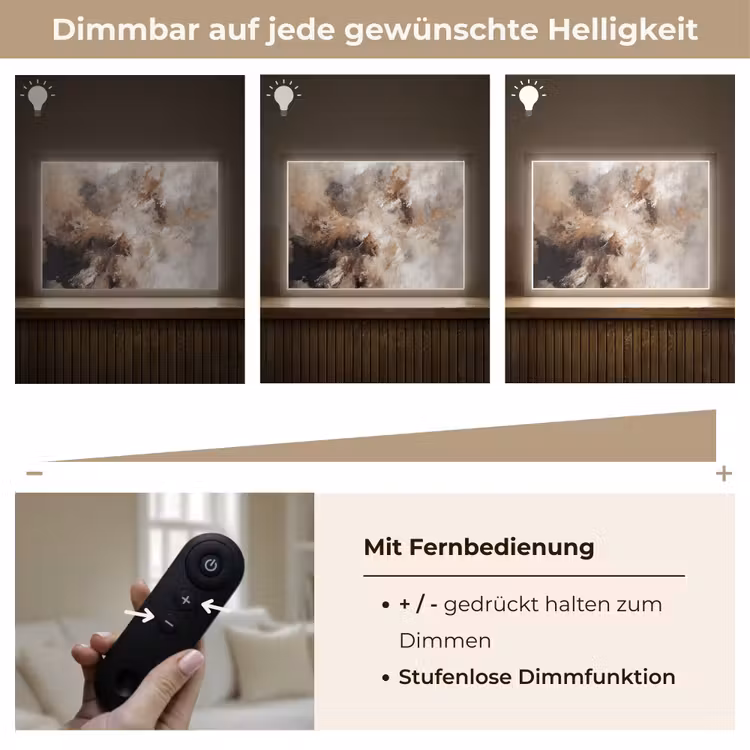Verf - Abstract - Beige - Kunst Light Box met batterij (Wandlamp) middel -USP_dimbaarDE