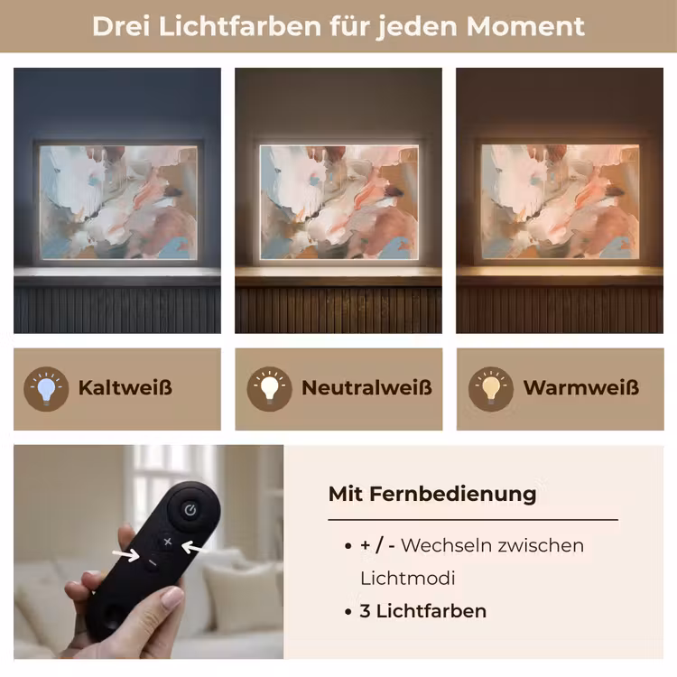 Verf - Kleuren - Abstract - Kunst Light Box met batterij (Wandlamp) middel -USP_lichtkleurDE