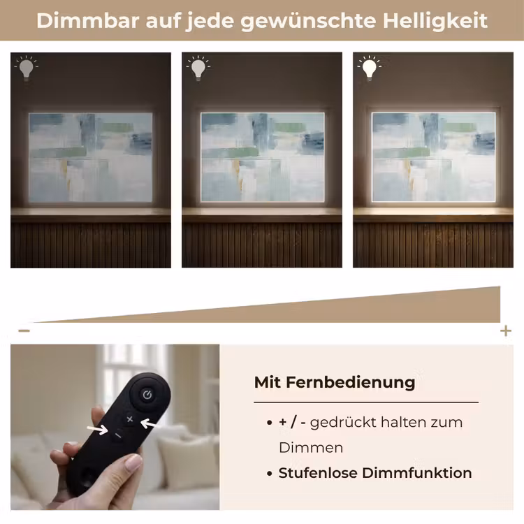 Verf - Moderne kunst - Abstract - Grijs Light Box met batterij (Wandlamp) middel -USP_dimbaarDE