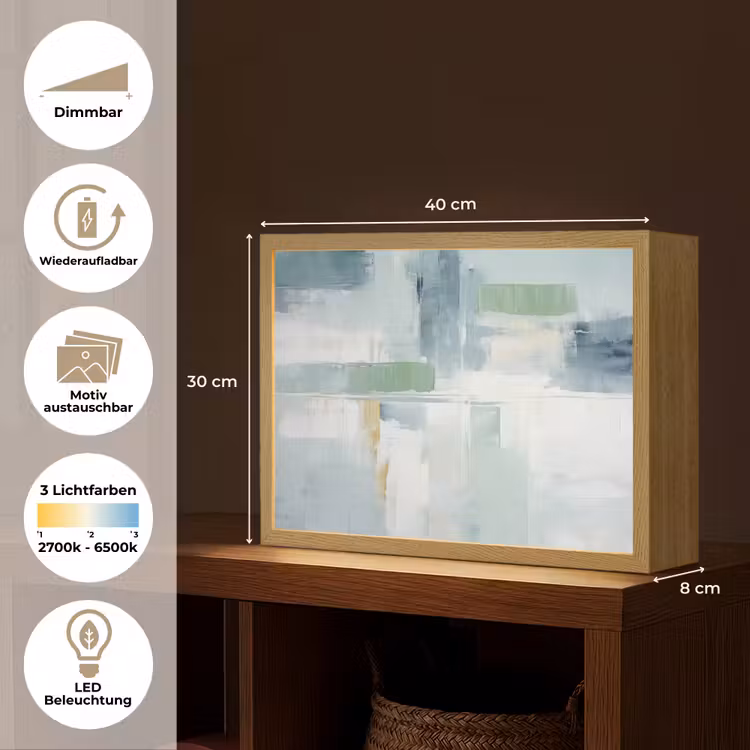 Verf - Moderne kunst - Abstract - Grijs Light Box met batterij (Wandlamp) middel -USP_websiteoverzichtDE