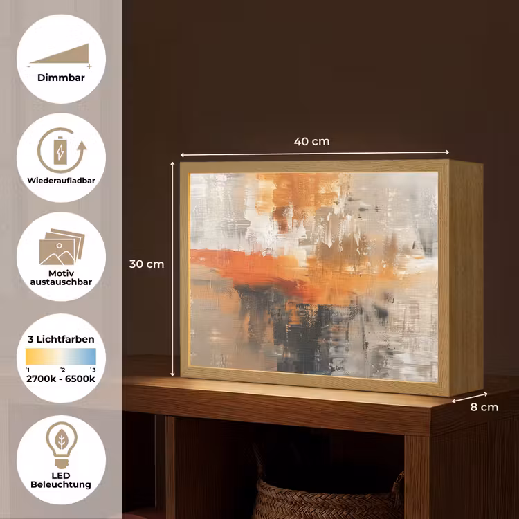 Verf - Patroon - Modern - Kunst Light Box met batterij (Wandlamp) middel -USP_websiteoverzichtDE