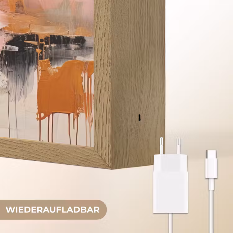 Verf - Roze - Oranje - Abstract - Kunst Light Box met batterij (Wandlamp) middel -USP_websiteoplaadbaarDE