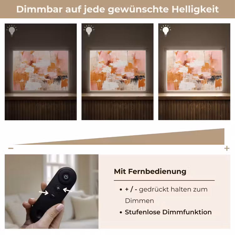 Verf - Roze - Oranje - Abstract - Kunst Light Box met batterij (Wandlamp) middel -USP_dimbaarDE