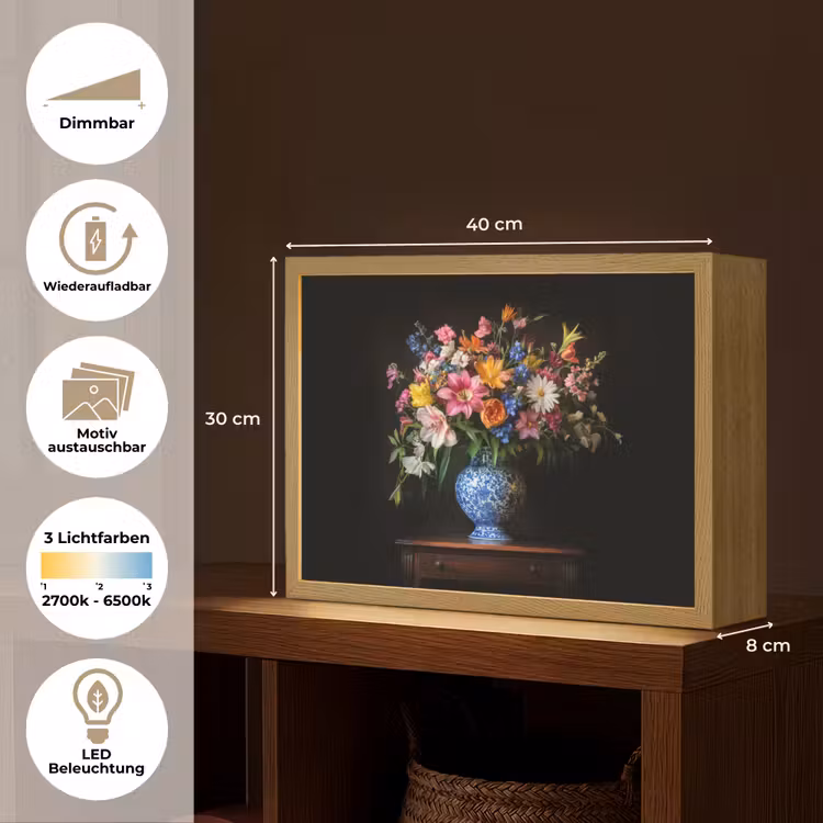 Kleur - Vaas - Bloemen - Boeket Light Box met batterij (Wandlamp) middel -USP_websiteoverzichtDE