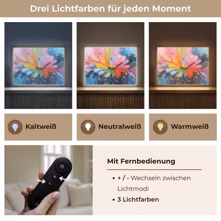 Kleuruitbarsting - Expressieve sfeer - Bloem Light Box met batterij (Wandlamp) middel -USP_lichtkleurDE