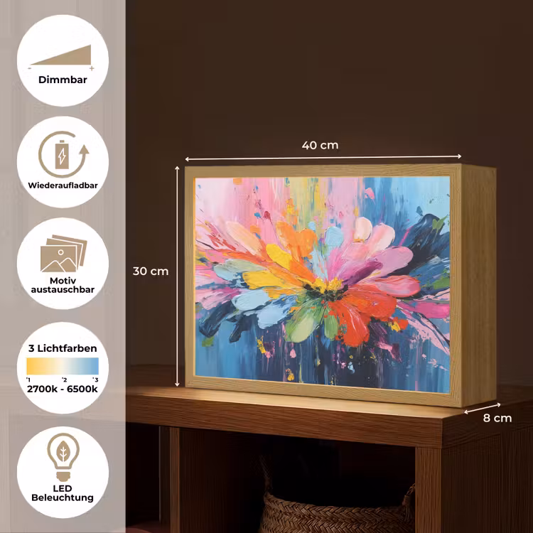 Kleuruitbarsting - Expressieve sfeer - Bloem Light Box met batterij (Wandlamp) middel -USP_websiteoverzichtDE