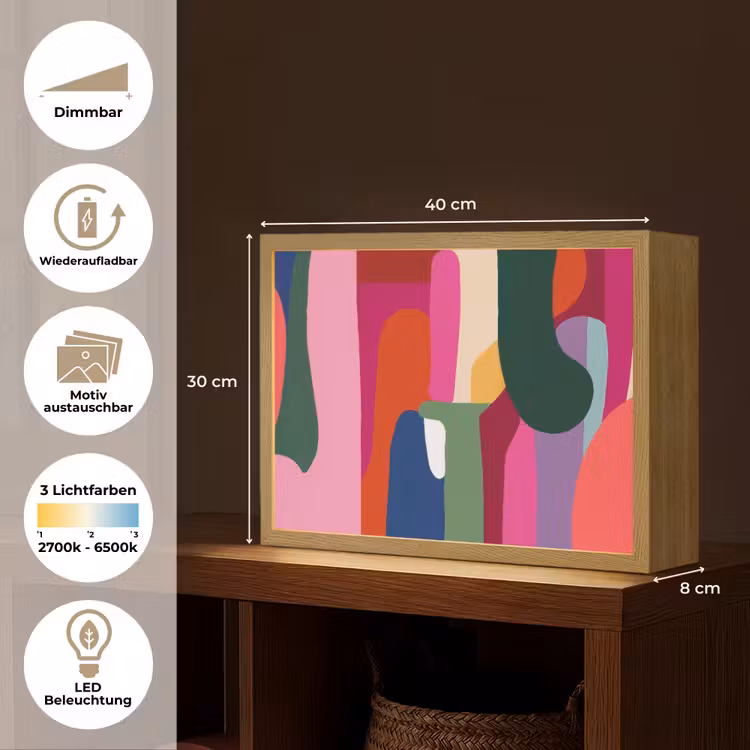 Kleurvakken - Recht - Rond - Abstract Light Box met batterij (Wandlamp) middel -USP_websiteoverzichtDE