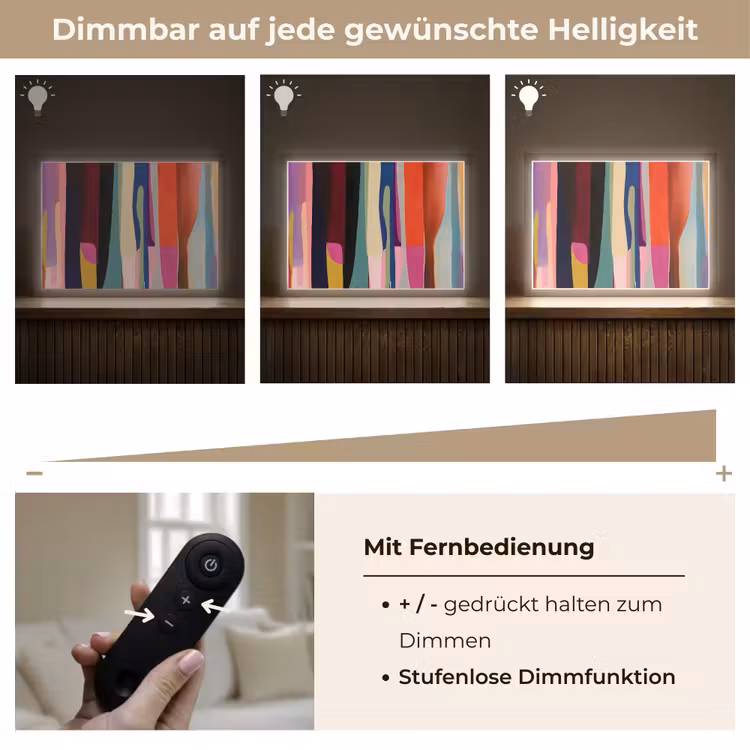 Kleurbanen - Verticaal - Kleurrijk Light Box met batterij (Wandlamp) middel -USP_dimbaarDE