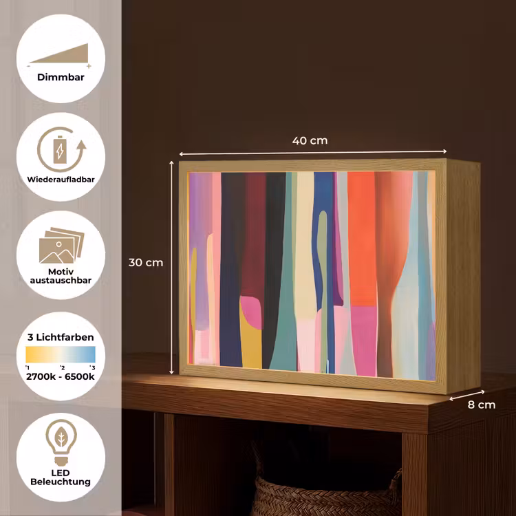 Kleurbanen - Verticaal - Kleurrijk Light Box met batterij (Wandlamp) middel -USP_websiteoverzichtDE