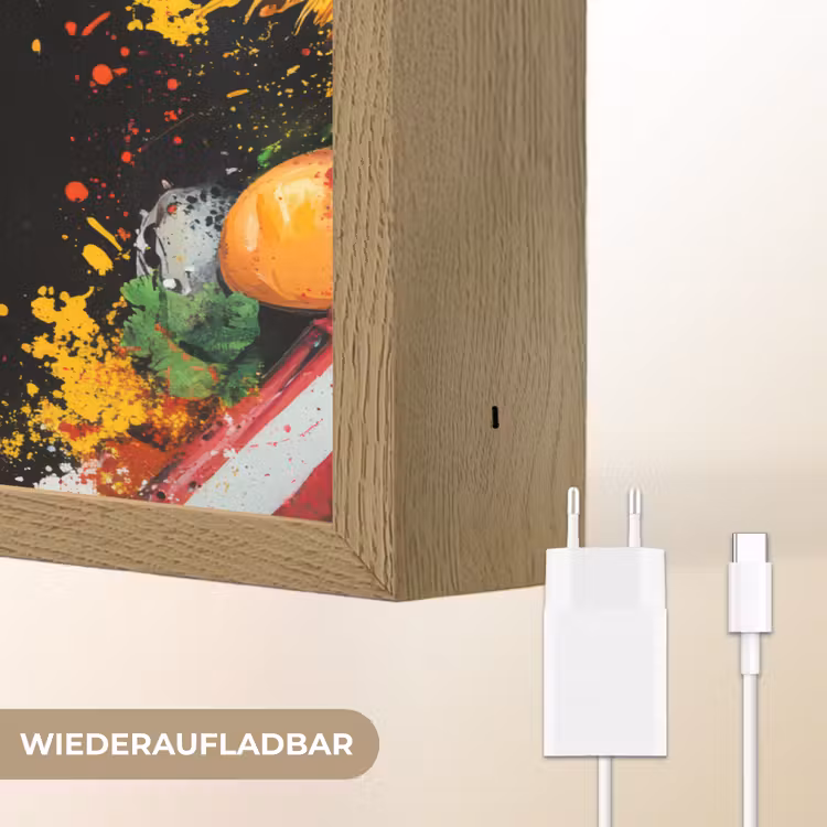 Fastfood - Graffiti - Hamburger - Eten - Modern Light Box met batterij (Wandlamp) middel -USP_websiteoplaadbaarDE