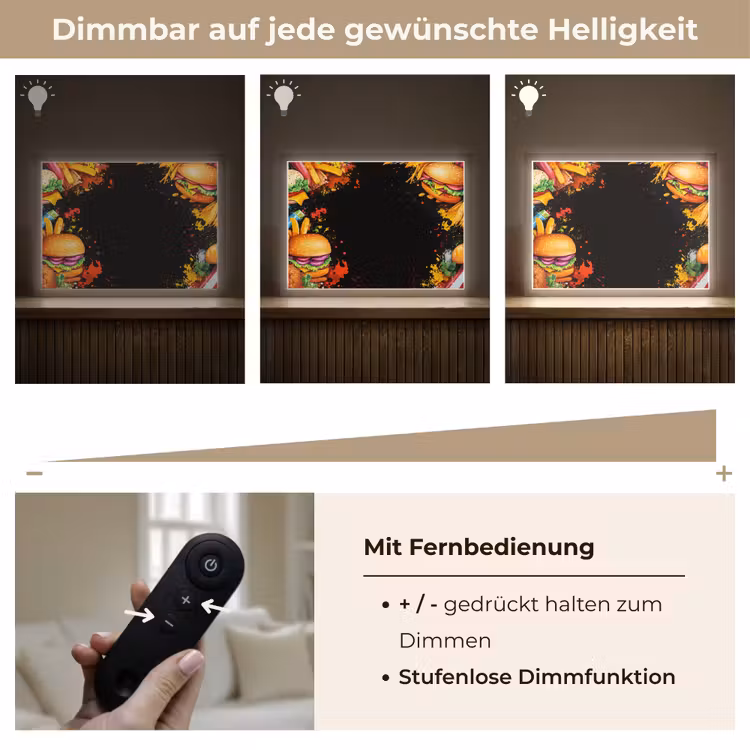 Fastfood - Graffiti - Hamburger - Eten - Modern Light Box met batterij (Wandlamp) middel -USP_dimbaarDE