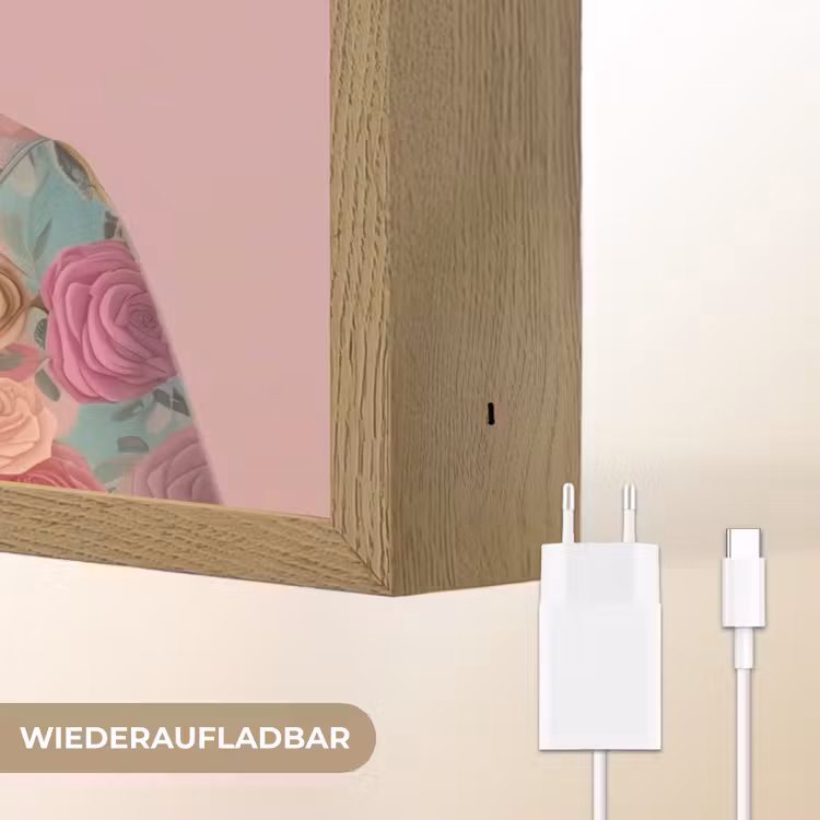 Luiaard - Bloemenprint - Bril - Roze Light Box met batterij (Wandlamp) middel -USP_websiteoplaadbaarDE