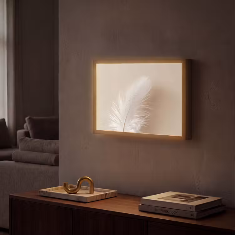 Veer - Minimalistisch - Roze Light Box met batterij (Wandlamp) middel -sfeer1