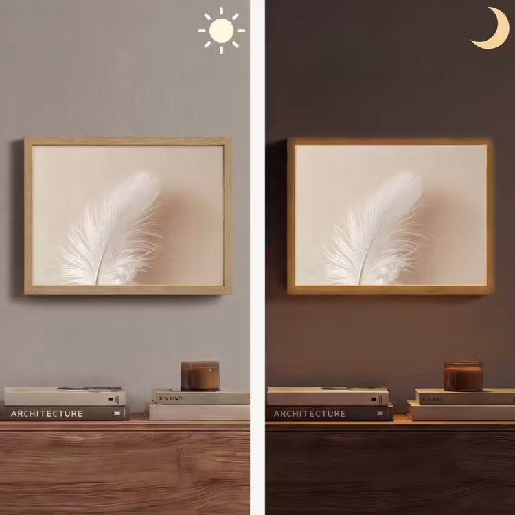 Veer - Minimalistisch - Roze Light Box met batterij (Wandlamp) middel -sfeer3