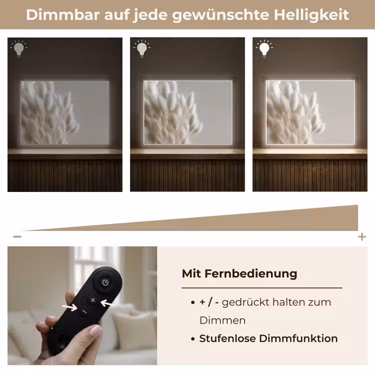 Pluimen - Beige - Minimalistisch Light Box met batterij (Wandlamp) middel -USP_dimbaarDE