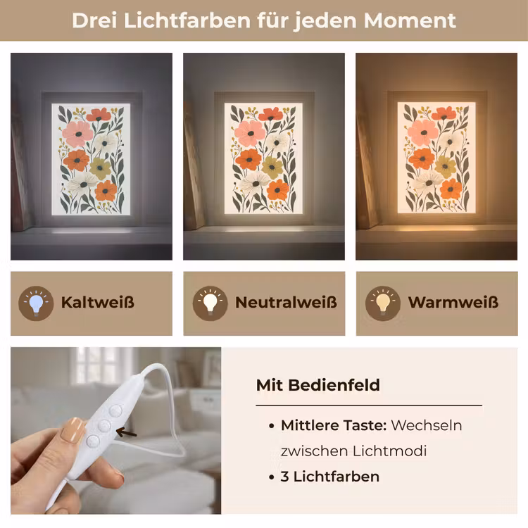 Veldbloemen - Stengels - Blaadjes - Groen Light Box met kabel (Wandlamp) klein -USP_lichtkleurDE