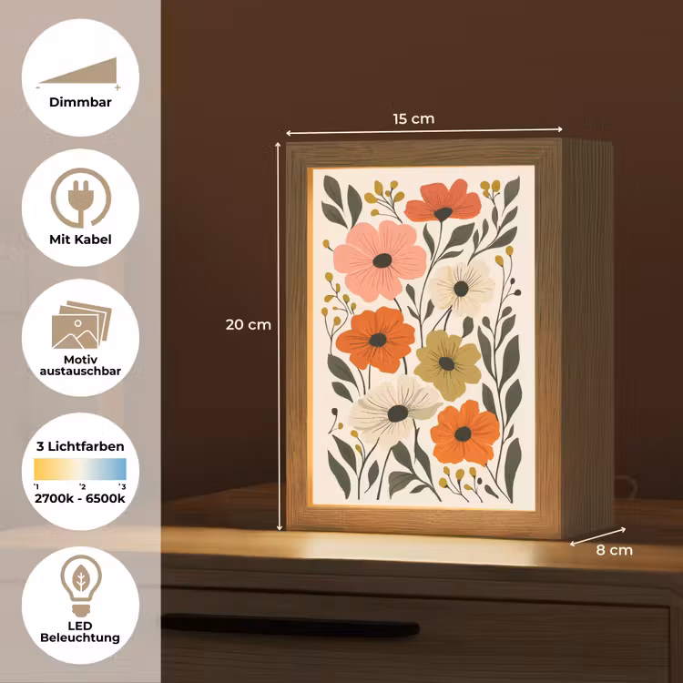 Veldbloemen - Stengels - Blaadjes - Groen Light Box met kabel (Wandlamp) klein -USP_websiteoverzichtDE