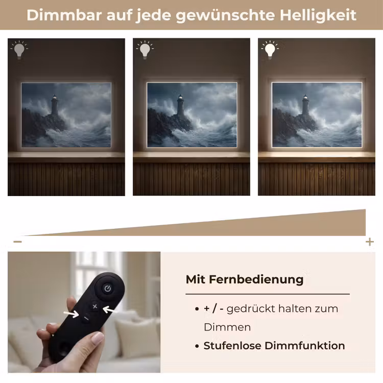 Rotsen - Vuurtoren - Golven - Klliffen Light Box met batterij (Wandlamp) middel -USP_dimbaarDE