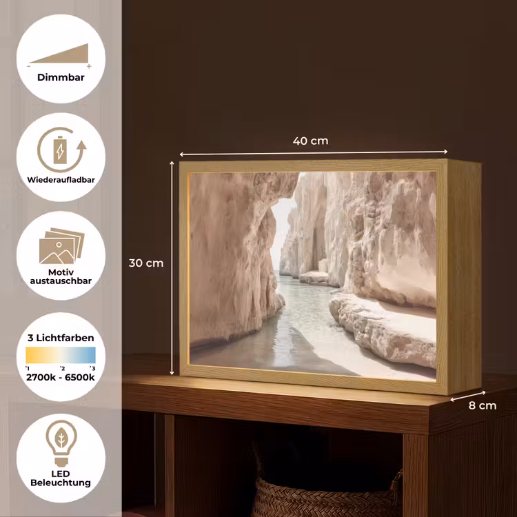 Rotsen - Zee - Zand - Kloof Light Box met batterij (Wandlamp) middel -USP_websiteoverzichtDE