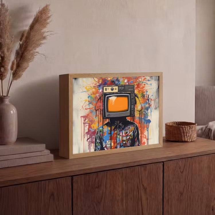 Televisie - Graffiti - Mens - Kleuren Light Box met batterij (Wandlamp) middel -sfeer2
