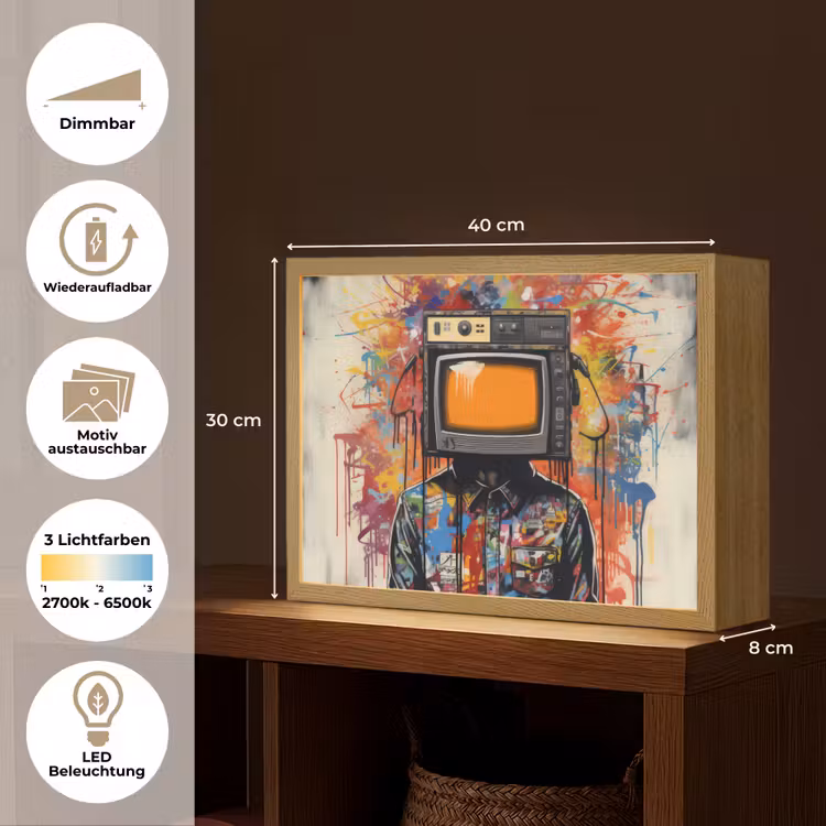 Televisie - Graffiti - Mens - Kleuren Light Box met batterij (Wandlamp) middel -USP_websiteoverzichtDE