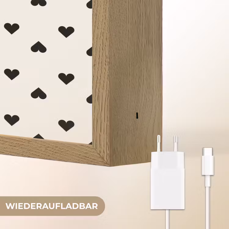 Vet - Liefde - Wit - Zwart Light Box met batterij (Wandlamp) middel 907 -USP_websiteoplaadbaarDE