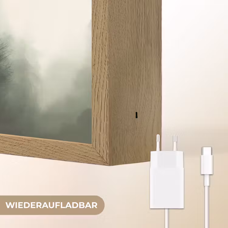 Sparren - Bomen - Groen - Beige Light Box met batterij (Wandlamp) middel -USP_websiteoplaadbaarDE