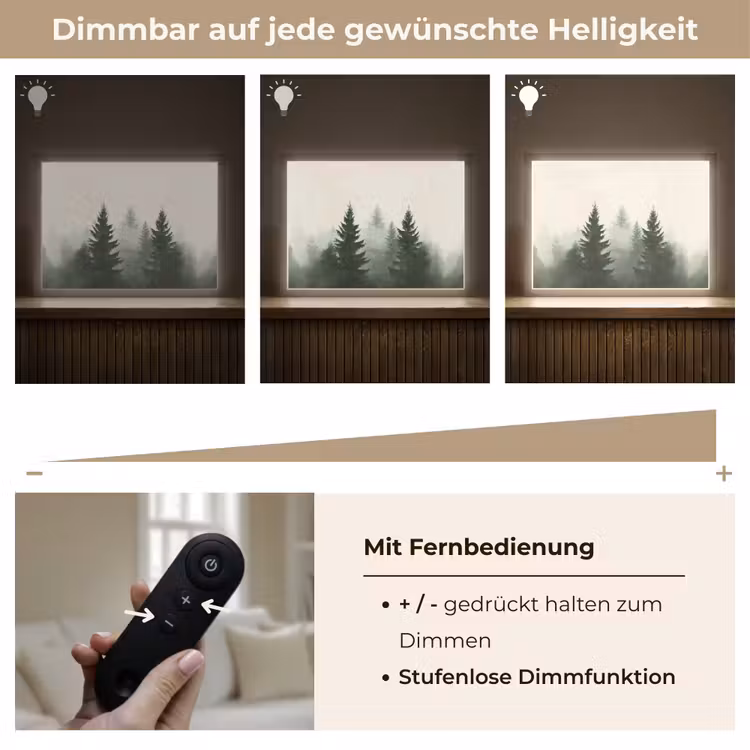 Sparren - Bomen - Groen - Beige Light Box met batterij (Wandlamp) middel -USP_dimbaarDE