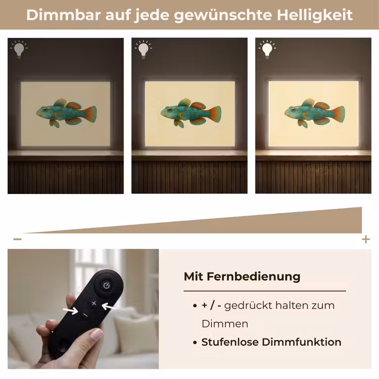 Vis - Blauw - Stippen - Schubben Light Box met batterij (Wandlamp) middel -USP_dimbaarDE