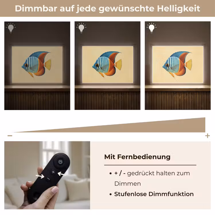 Vis - Vinnen - Blauw - Ogen Light Box met batterij (Wandlamp) middel -USP_dimbaarDE