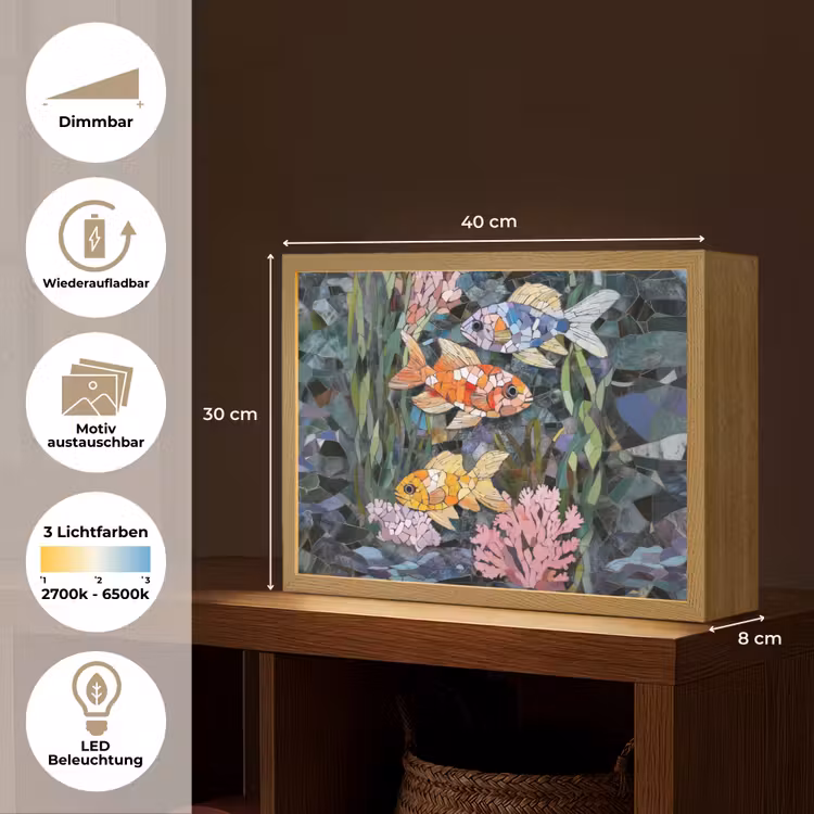 Vissen - Koraal - Zee - Mozaïek Light Box met batterij (Wandlamp) middel -USP_websiteoverzichtDE