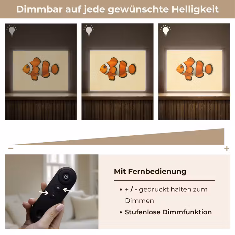 Vis - Oranje - Strepen Light Box met batterij (Wandlamp) middel -USP_dimbaarDE