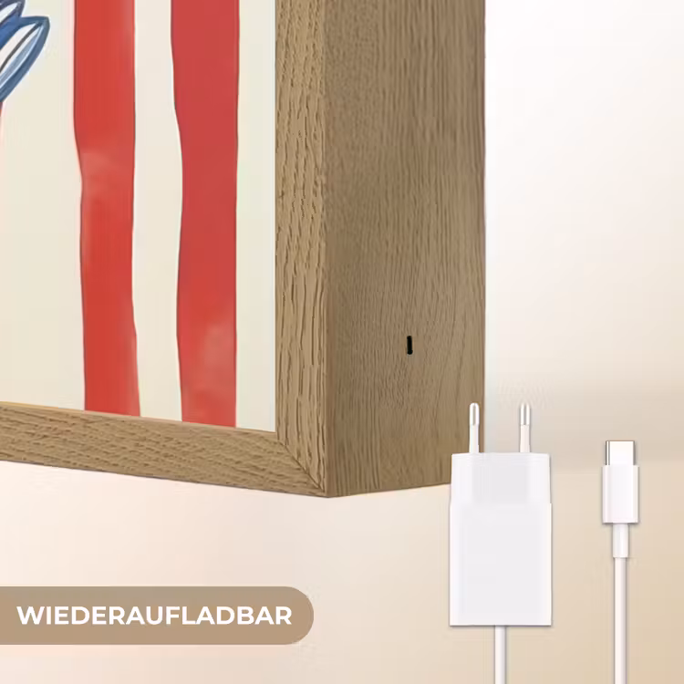 Vissen - Verticale strepen - Blauw - Rood Light Box met batterij (Wandlamp) middel -USP_websiteoplaadbaarDE