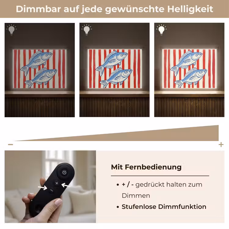 Vissen - Verticale strepen - Blauw - Rood Light Box met batterij (Wandlamp) middel -USP_dimbaarDE