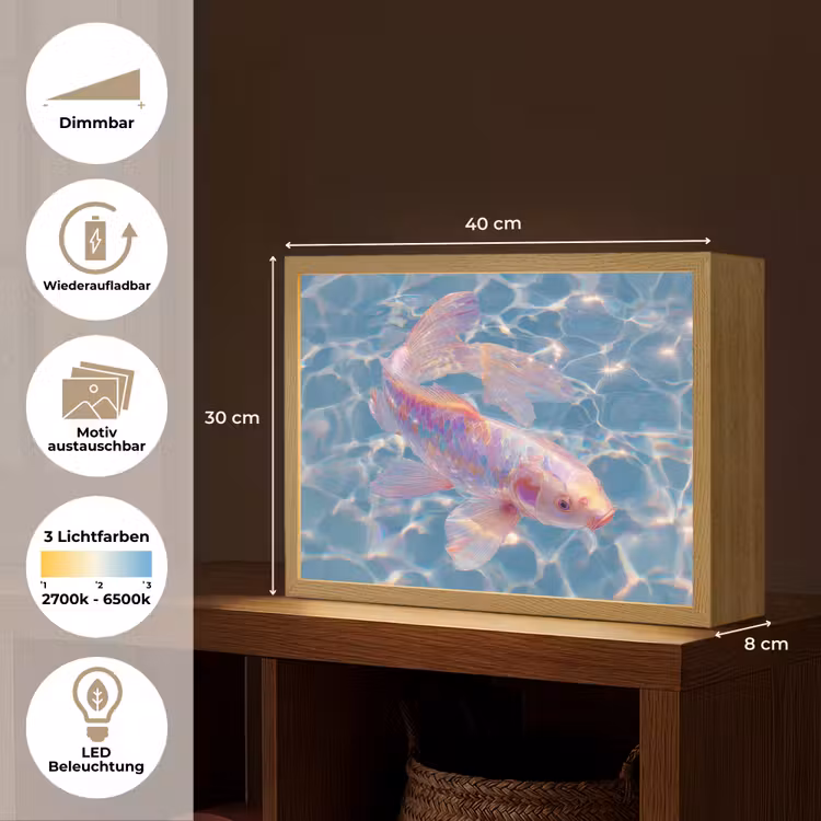Vis - Water - Blauw - Licht Light Box met batterij (Wandlamp) middel -USP_websiteoverzichtDE